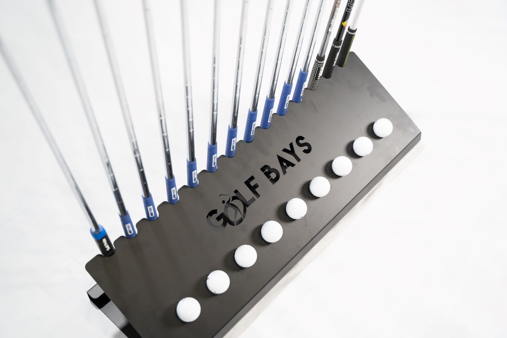 GolfBays Club Display Rack — Holds 14 Clubs & 9 Balls