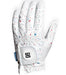 White golf glove with colorful speckles on a white background