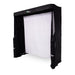 Black golf enclosure with white interior on a white background
