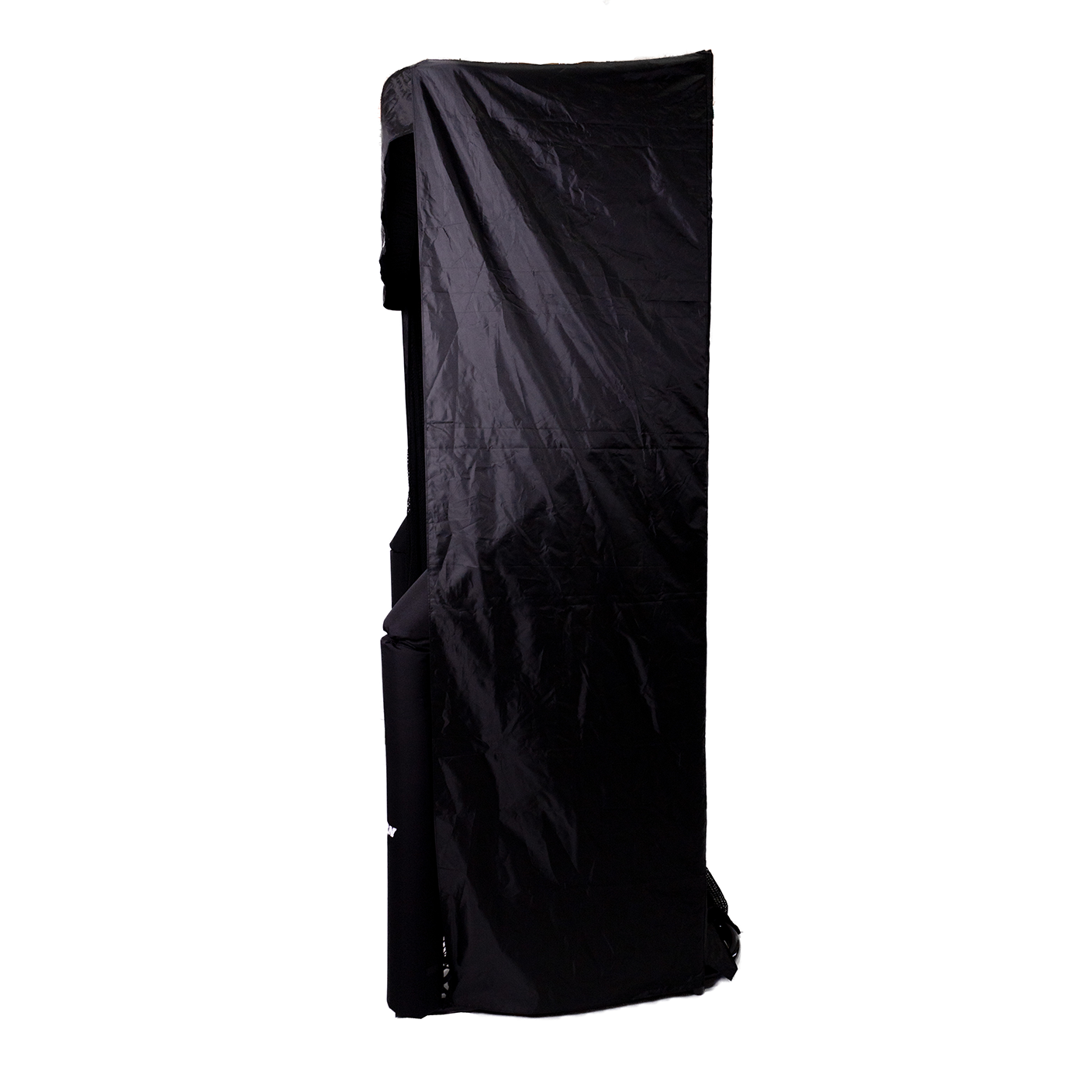 Black tarpaulin on a white background