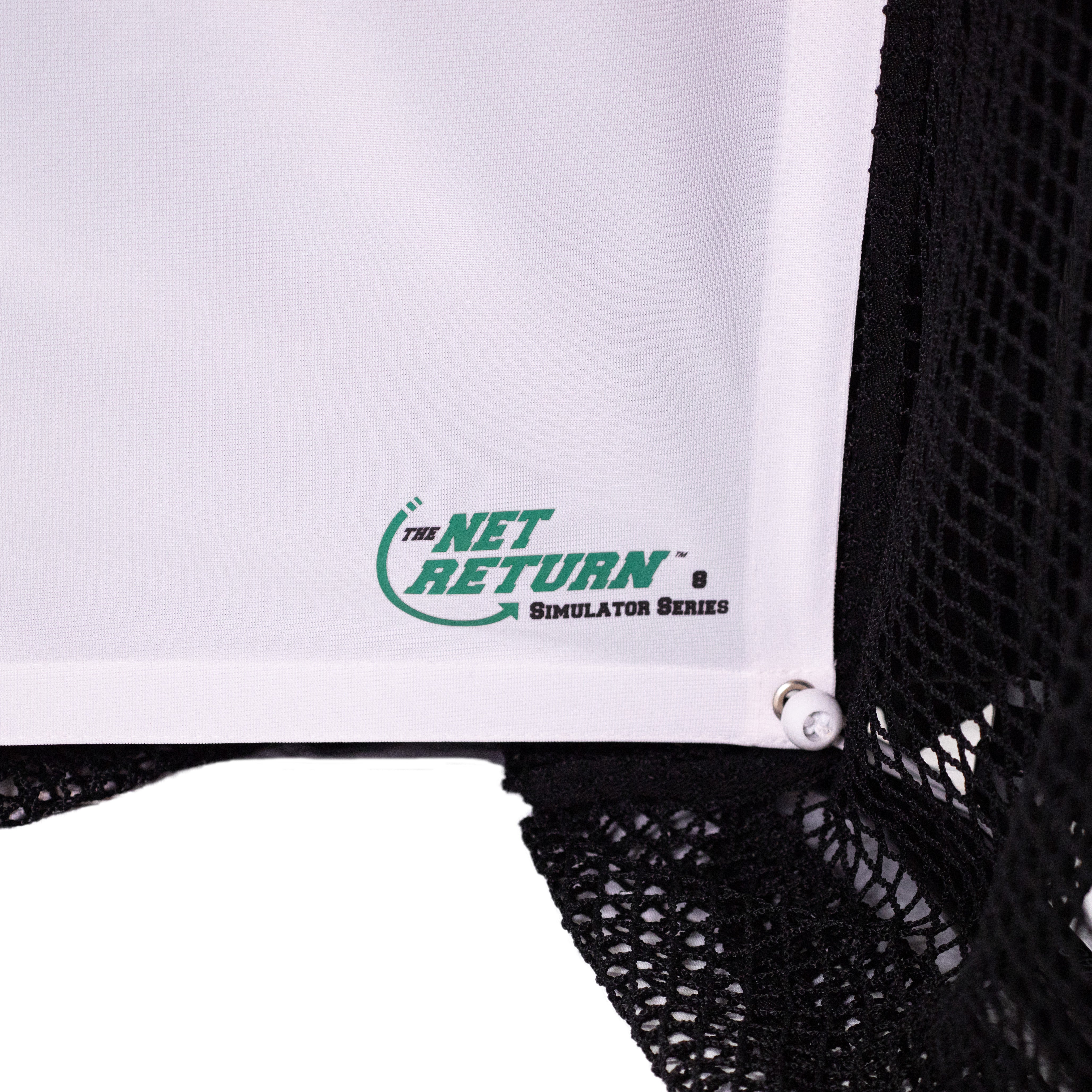 Black sports net with 'The Net Return' logo on a white background