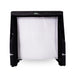 Black golf enclosure screen with white interior on a white background