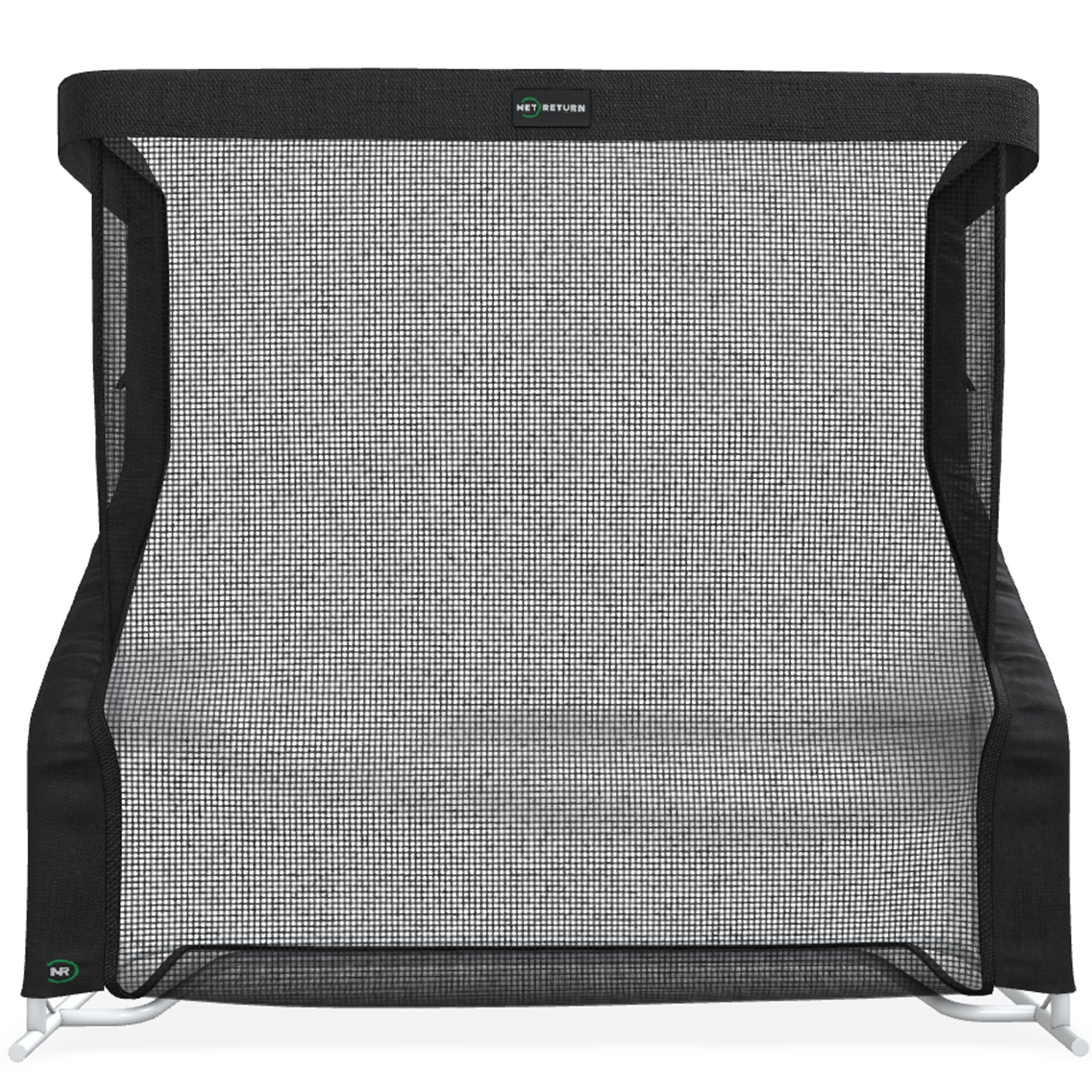 Mesh screen with black frame and white base on a white background