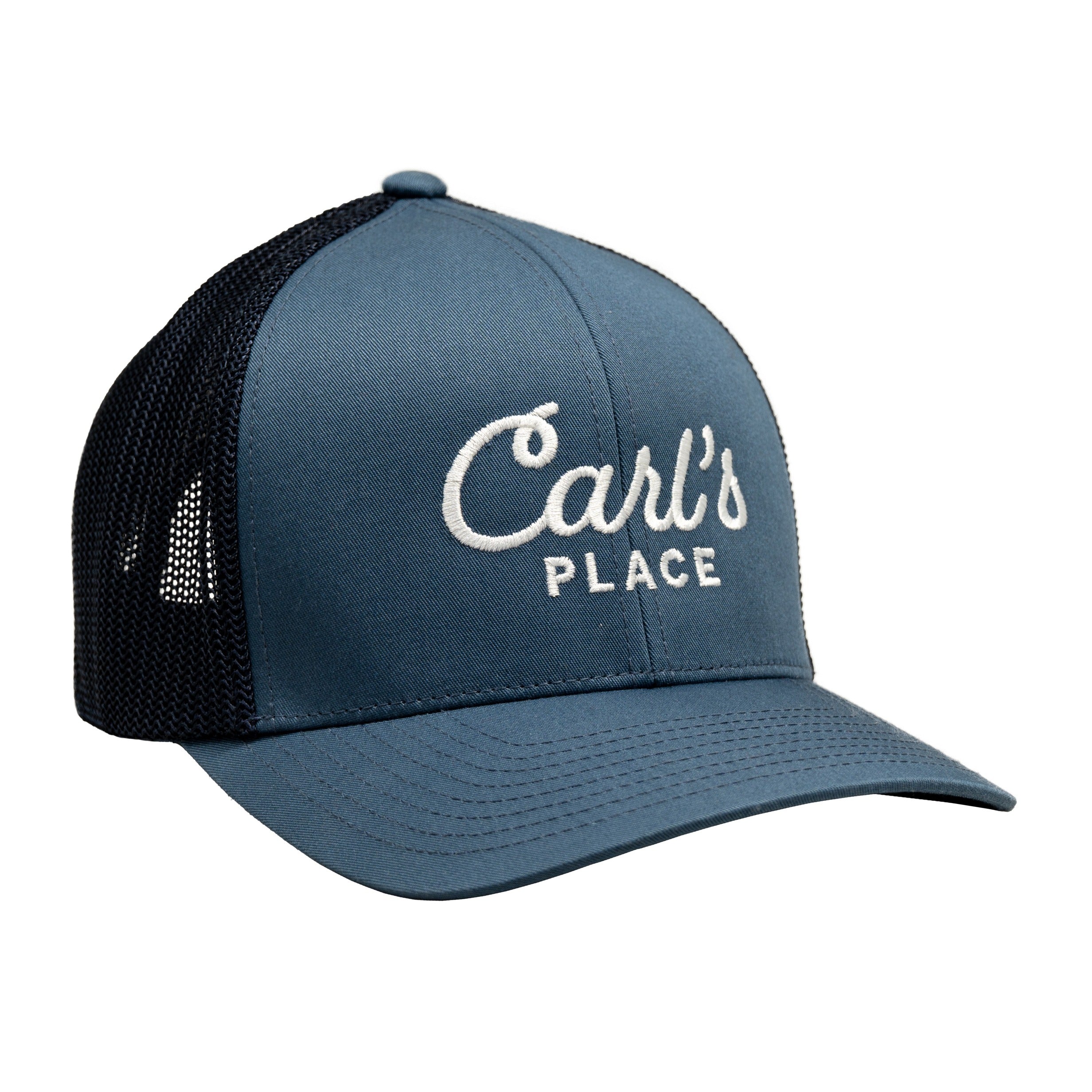 Travis Mathew Cruz trucker hat in vintage indigo