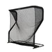 Black mesh golf practice net on a white background