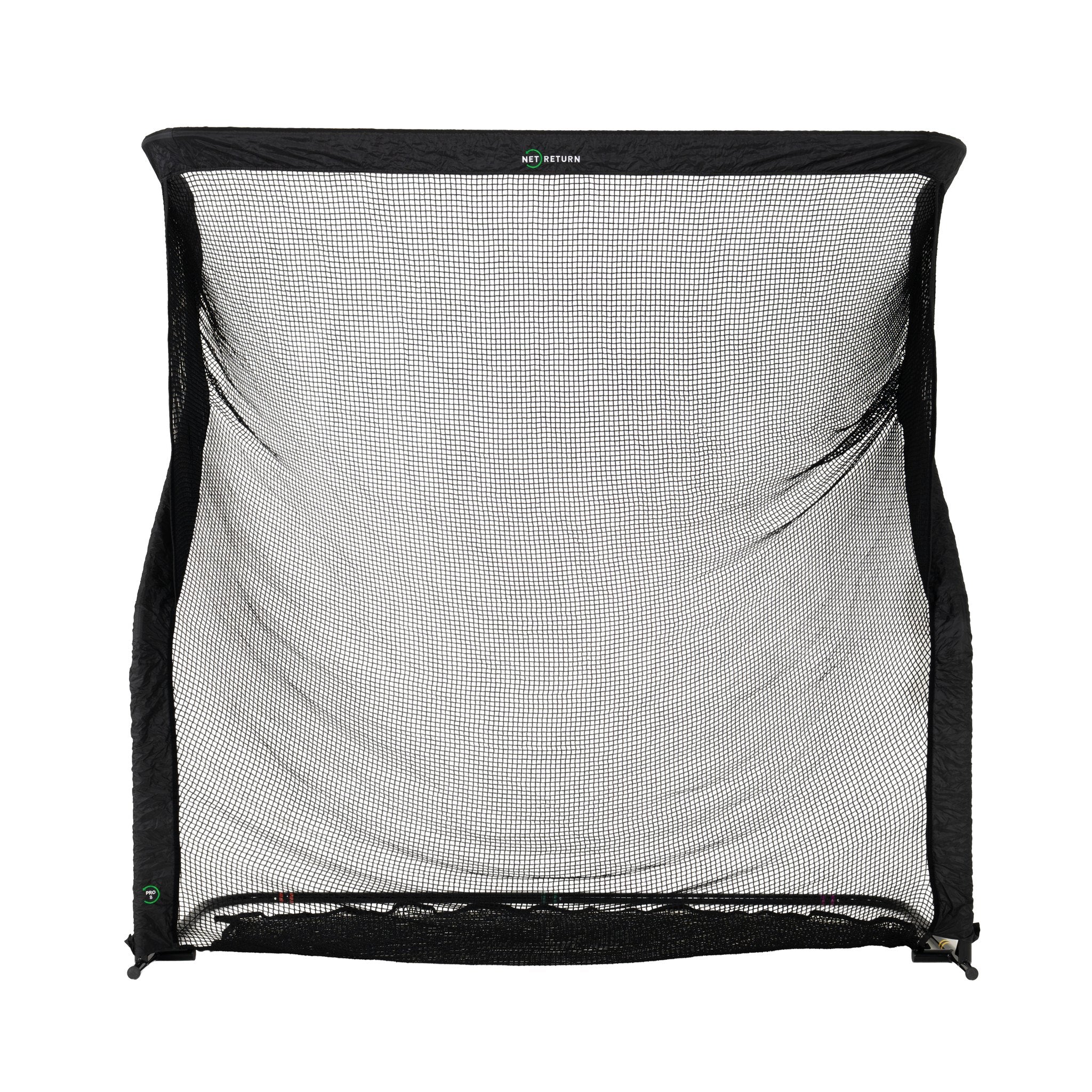 Black mesh golf net on a white background