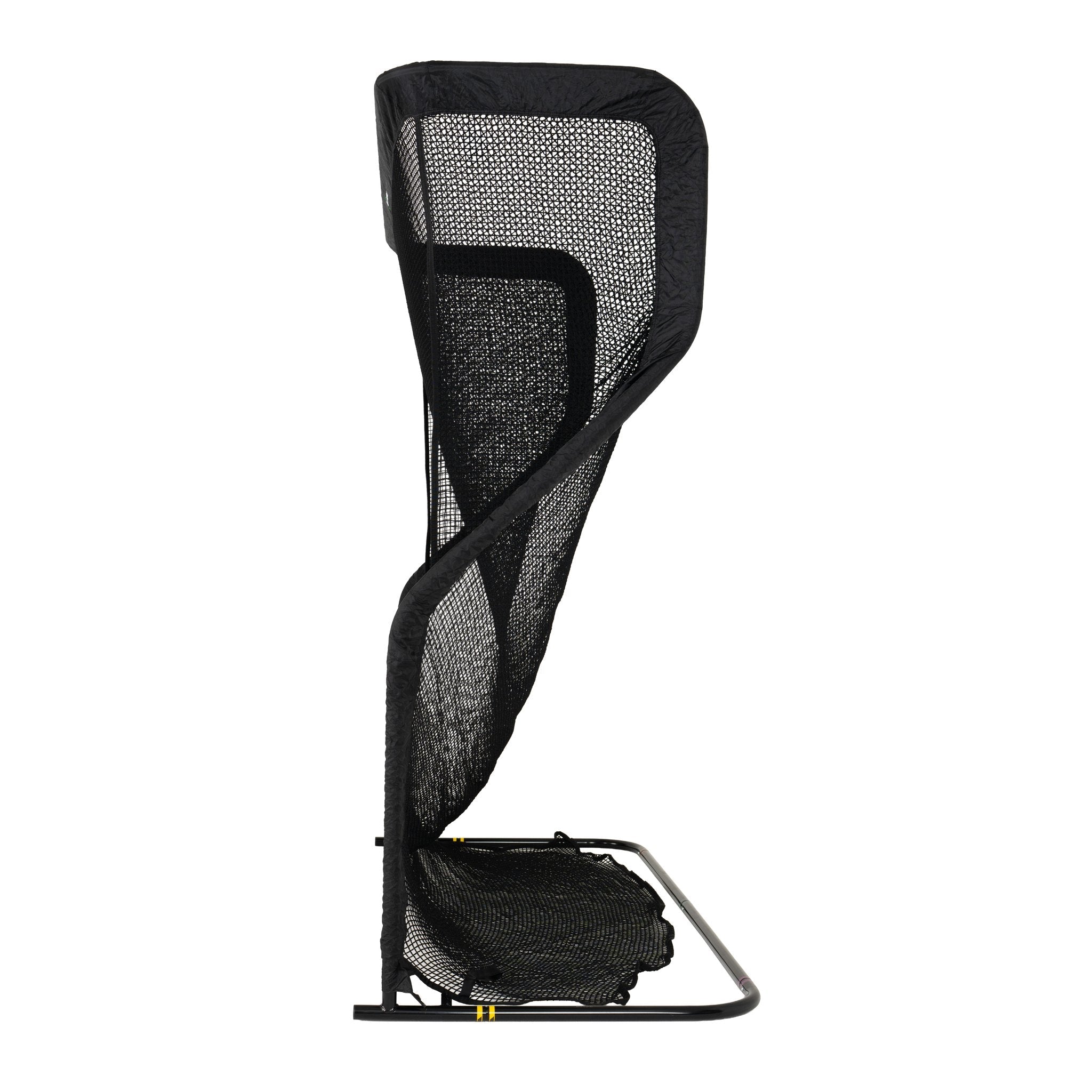 black mesh golf net on a white background 