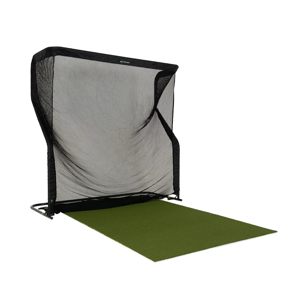Black mesh screen with green mat on a white background